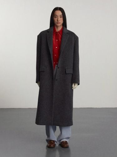 Button Single Long Wool Blend Coat [Charcoal] - GBH APPAREL - Modalova