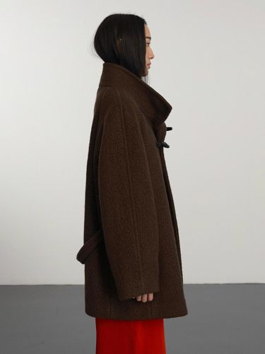 High-Neck Wool-Alpaca Toggle Oversized Coat [Umber] - GBH APPAREL - Modalova