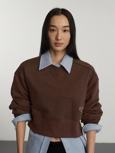 Cropped Ribbed Cotton Sweatshirt [Brown] - GBH APPAREL - Modalova