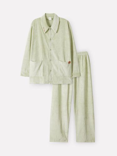 Ribbed Velour Cotton-Polyester Long Sleeve Set [GREEN] (E006) - orcite - Modalova