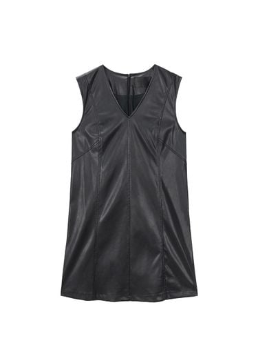 V-neck Faux Leather Mini Dress [] - Recur,ecur - Modalova