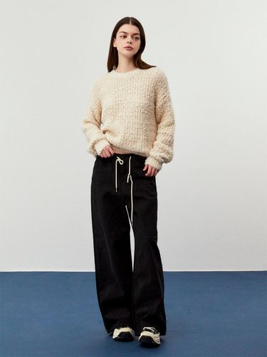 Silver String Relaxed Fit Cotton Pants [Black] - koolkitten - Modalova