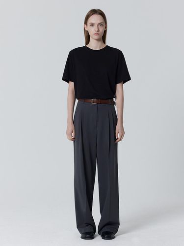 Double-pleated Loose Fit Slacks [BLUE GREY] - JULIAPEPE - Modalova