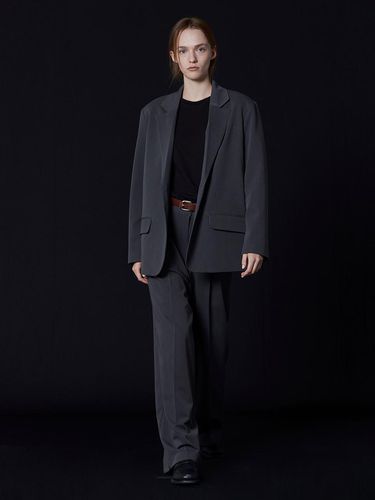 Signature Single-Breasted Relaxed Fit Blazer [BLUE GREY] - JULIAPEPE - Modalova