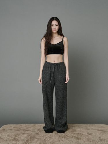 Wool Blend Wide Leg Banding Pants [Grey] - JULIAPEPE - Modalova