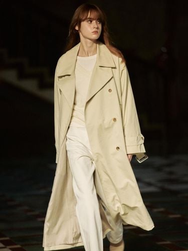 French Double-Breasted Relaxed Fit Trench Coat [Beige] - noeud - Modalova