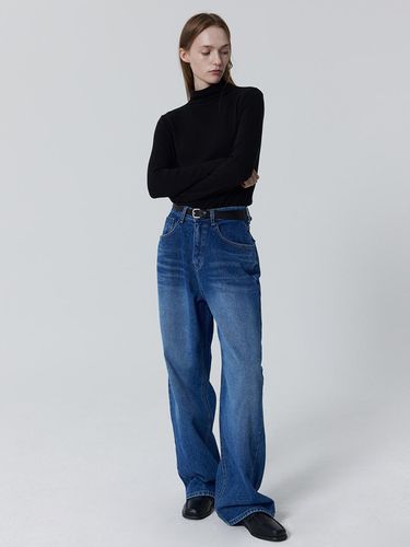 Comfy Wide Fit Cotton Denim Pants [Blue] - JULIAPEPE - Modalova