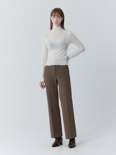 Semi Wide Hidden Elastic Wrinkle-Resistant Slacks [Brown] - JULIAPEPE - Modalova