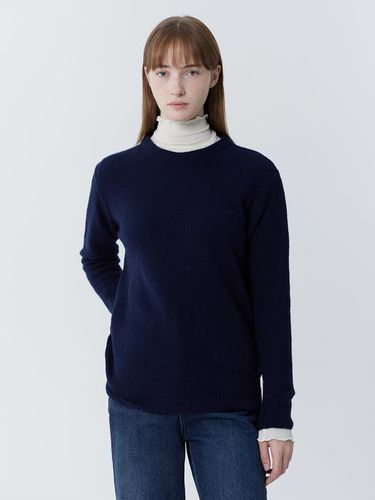 Soft Round Wool Blend Knit [Navy] - JULIAPEPE - Modalova