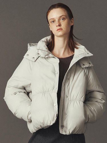 Hooded Puffer Insulated Coat [Light Grey] - ahwe - Modalova