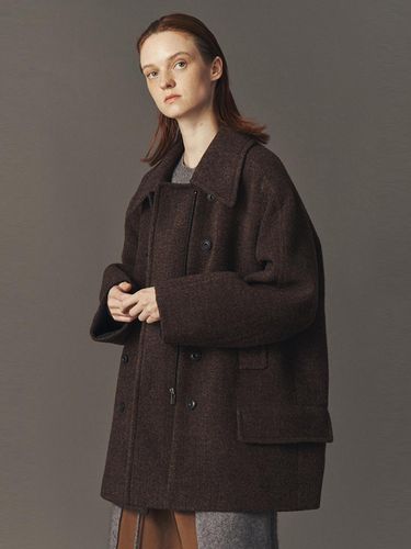 Boucle Half Wool Blend Coat [D Brown] - ahwe - Modalova