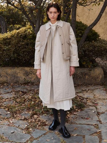 Fleece-lined Detachable Padded Classic Coat [Beige] - noeud - Modalova