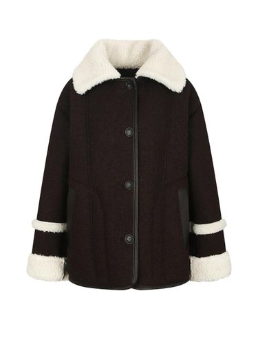 Leather Accent Shearling Wool Hip Length Jacket (GNCA3FRR1) - JJ JIGOTT - Modalova