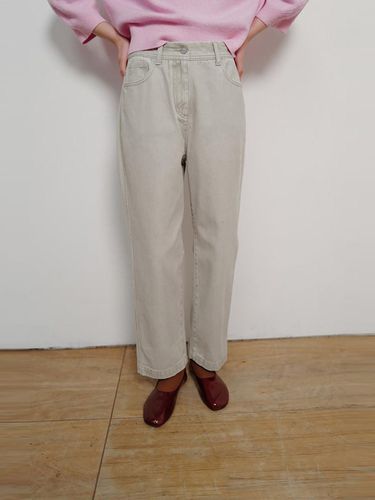 Curved Fit Cotton Denim Pants [Light Grey] (WE5121T052) - kotelo - Modalova