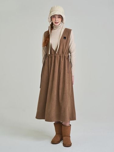 Corduroy Drawstring Waist Maxi dress (MW4WO863) - P_LABEL - Modalova