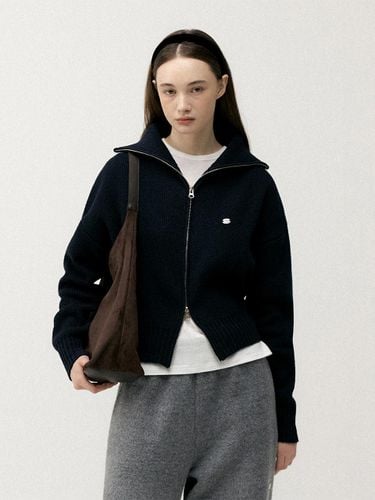 Two-way Wool Blend Sailor Collar Cardigan [Navy] - LOEIL - Modalova