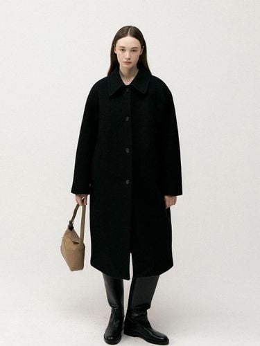 Wool Blend Single Button Long Coat [Black] - LOEIL - Modalova