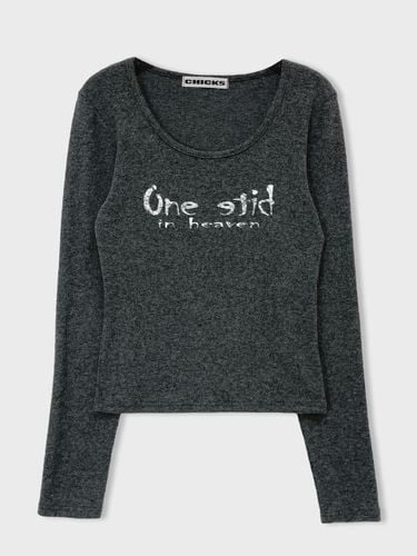 Fleece-lined Slim Fit Long Sleeve T-shirt [Charcoal Melange] - chicks - Modalova