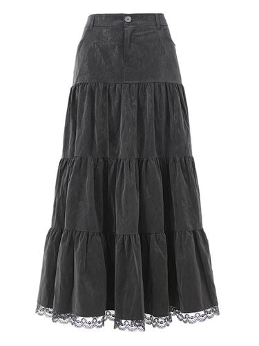 Shirring Tiered Maxi Skirt [Black] - PLASMA SPHERE - Modalova