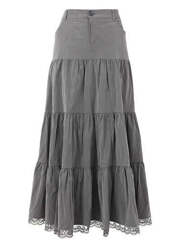 Shirring Tiered Lace Hem Skirt [] - PLASMA SPHERE - Modalova