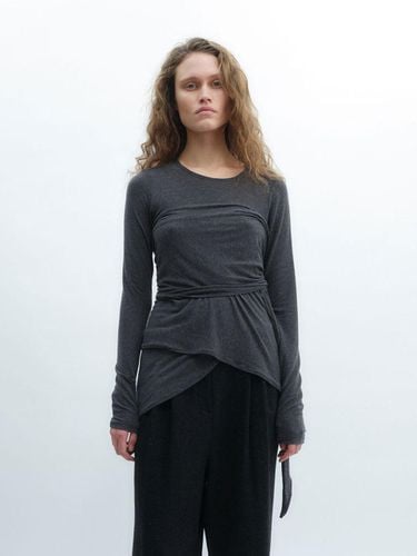 Wrap Wool Blend Jersey T-shirt [Charcoal] - REPOS - Modalova