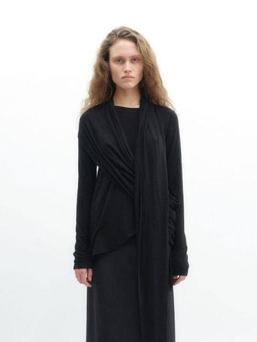 Wrap Wool Blend Jersey T-shirt [Black] - REPOS - Modalova