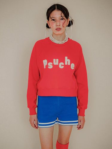 Logo Embroidered Cropped Sweatshirt [Pure Red] - PSUCHE - Modalova