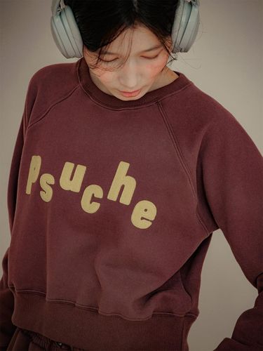 Logo Cropped Luxury Sweatshirt [Burgundy Brown] - PSUCHE - Modalova