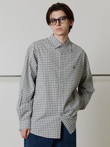 Overfit Cotton Check Symbol Logo Shirt [GREY] - FREI - Modalova