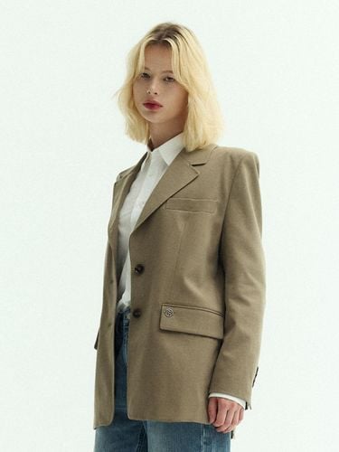 Wool-blend Single-breasted Notched Lapel Jacket [Beige] - FREI - Modalova