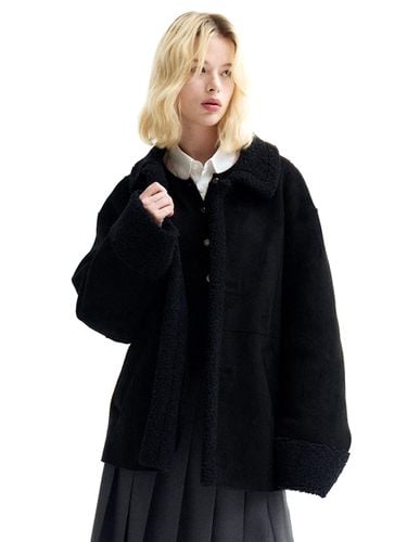 Vegan Suede Half Fur Overfit Jacket [BLACK] - FREI - Modalova