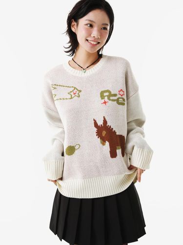 Down Jacquard Overfit Pullover [Ivory] - PIECEMAKER - Modalova