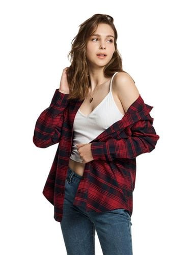 Cotton Check Loose Fit Flannel Shirt (WOF008) - CQR - Modalova