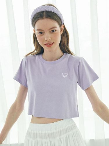 Embroidered Heart Cotton Crop T-shirt [] - LuluChou - Modalova