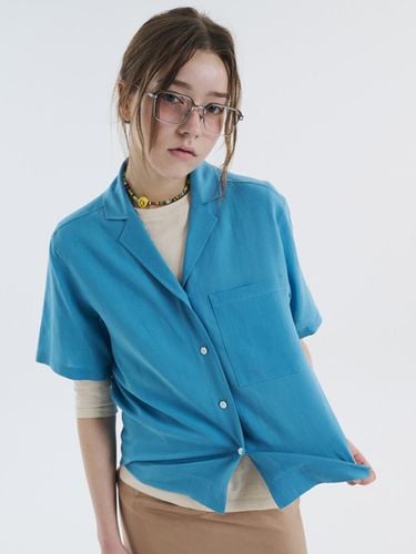 Tailored Collar Linen-Blend Short-Sleeve Shirt [Light Blue] (0045) - VOYONN - Modalova