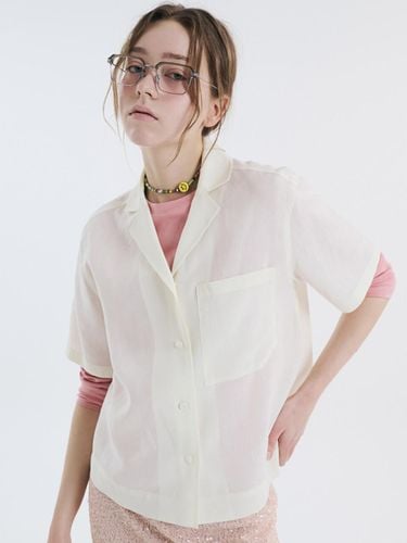 Tailored Collar Linen-Blend Short-Sleeve Shirt [Cream] (0045) - VOYONN - Modalova