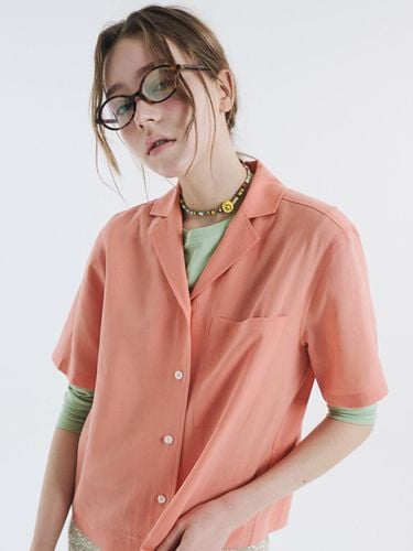 Tailored Collar Linen-Blend Short-Sleeve Shirt [Orange] (0045) - VOYONN - Modalova