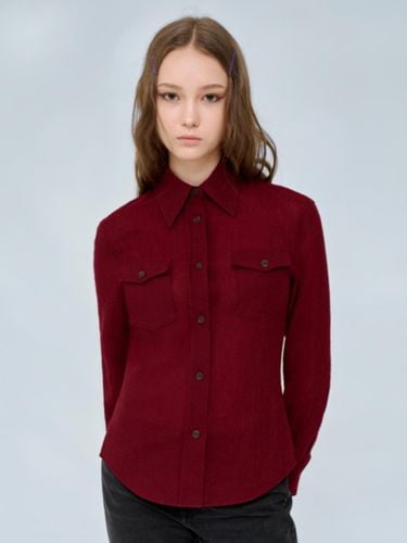 Slim Fit Wool Sheer Shirt [Wine] (0125) - VOYONN - Modalova