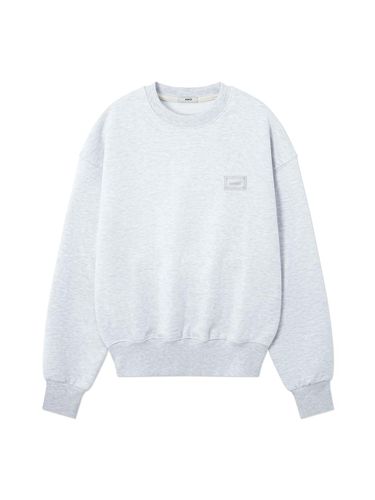 Lace Label Standard Fit Cotton Sweatshirt [Gray/Beige] - AMIDI - Modalova