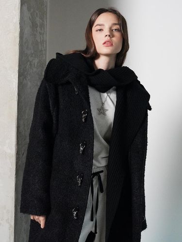 Soft Wool Blend Clasp Mohair Coat [Black] - MUSE BY ROSE - Modalova