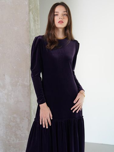 Velvet Shirring Loose Fit Dress [VIOLET] - MUSE BY ROSE - Modalova