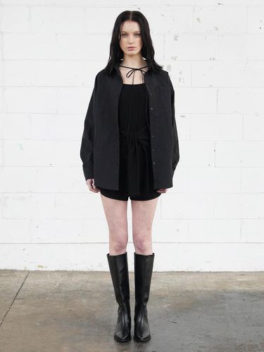 O-ring Ribbon Oversized Shirt [BLACK] - MUSE BY ROSE - Modalova