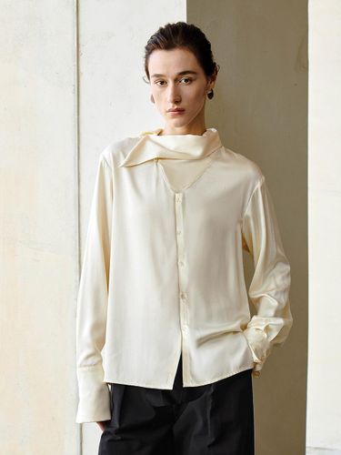 Irregular Neck Long Sleeve Shirt - yyiam - Modalova