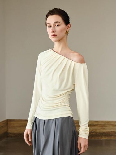 Boat Neck Cinched Waist Viscose Blend Top - yyiam - Modalova