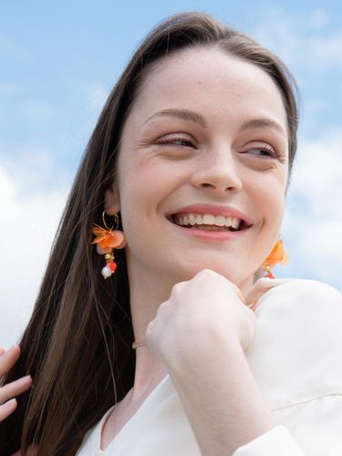 Pearl Detachable Statement Earrings [ORANGE] - L’OMBRILLANT - Modalova