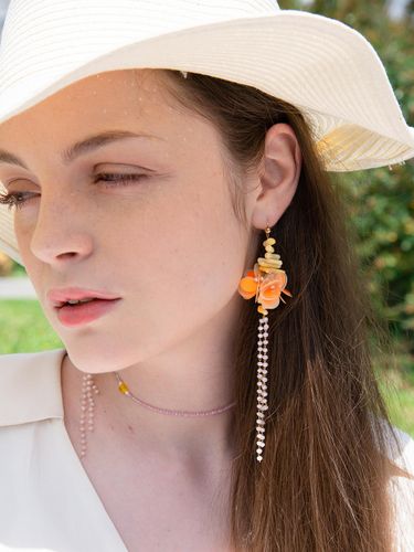 Delicate Sparkling Sequin Drop Earrings [Orange] - L’OMBRILLANT - Modalova