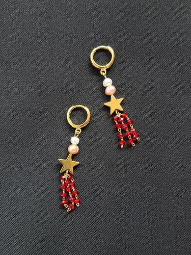 Tassel Pearl Star Earrings - L’OMBRILLANT - Modalova