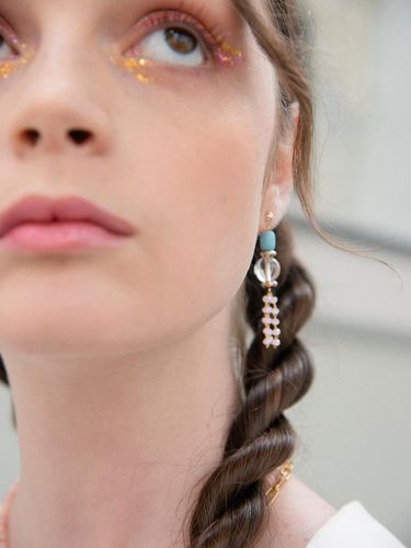 Crystal Tassel Drop Earrings [BLUE] - L’OMBRILLANT - Modalova