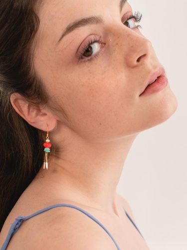 Glass Stone Drop Statement Earrings - L’OMBRILLANT - Modalova