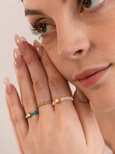 Pearl Heart Brass Ring Set - L’OMBRILLANT - Modalova